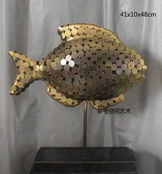  Домашен вътрешна украса рибни вида, ковано желязо скулптура от съвременни китайски скульптурного на изкуството, статуи украшение Щастлив