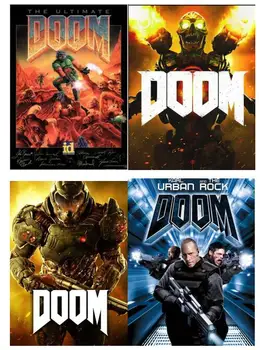  24 стил, Изберете Класическа Игра на Doom Художествен Плакат с Копринен Принтом