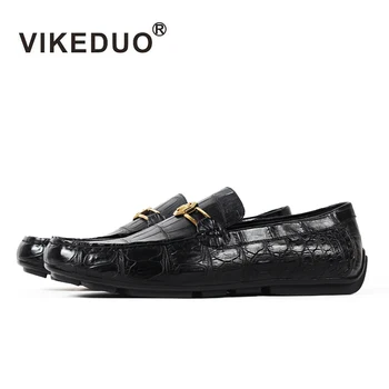  Vikeduo/2019 г. Луксозни Модни вечер Случайни дизайнерски Мокасини ръчна изработка от естествена Кожа на Алигатор, Мъжки Обувки от Крокодилска кожа