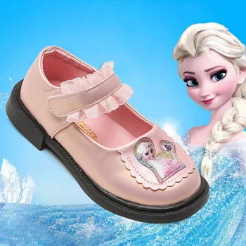  Diseny frozen/ Розова Ежедневни Обувки за момичета; принцеси на Дисни на Елза и Анна; меки спортни обувки от изкуствена кожа; Европейски размер 27-36