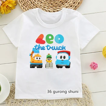  Нова детска Тениска със Забавна Лео Камион Тв Шоу тениски с Анимационни Принтом за Момчета Kawaii Тениска За Момичета Модни детски дрехи ризи