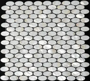  2 мм Дебелина Бяла Елипса Овални Седеф с Кухненски Панел MOP002 Натурална Пресноводная Морска Мивка-Мозайка Плочки За Баня