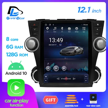  12,1 инчов Автомобилен Android 10 Радиоплеер За Toyota Highlander 2009-2013 Мултимедиен Видео GPS За Вертикално на екрана в стила на Tesla