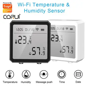  CORUI Sasha WIFI Сензор за Температура И Влажност на въздуха За Помещения Влагомер, Термометър Детектор Smart Life Дистанционно Управление Алекса Google Home
