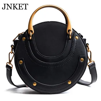  JNKET Нова Мода Жените Кръгла чанта От Изкуствена Кожа, чанта на рамото, Ежедневни чанти-прашка, Чанта-Тоут, чанта През Рамо