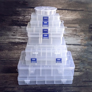  Пластмасов Отделение Кутии За Съхранение На Бижута За Стръв Регулируема Контейнер За Мъниста Кутия За Обеци За Бижута Правоъгълна Кутия За Носене