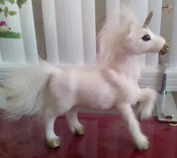  изкуствена модел от животински около 18x18 см, бял еднорог, на играчка от кожа и полиетилен, играчка във формата на кон, подарък за дома u0440