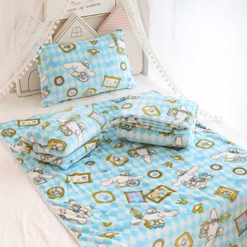 Фланелевое Одеяло Sanrio Cinnamoroll в Японски Стил, Прекрасно Топло Фланелевое Одеяло, Калъфка за възглавница, Покривка за Легло, Покривки, Подаръци
