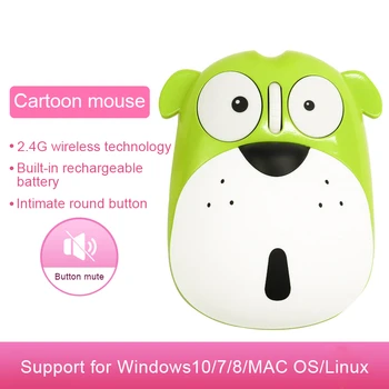  2.4 G Безжична Мишка 1600 dpi Оптична Ергономична Мишка Cartoony Кученце В Форма на Компютъра Тиха Mause 3D Мини Геймърска Мишка За Лаптоп