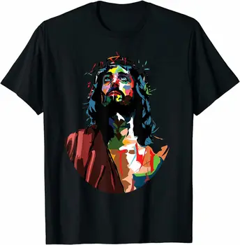  Реколта Тениска с изображение на Лицето на Исус, е Страхотна Идея за подарък Тениска с Кръгло деколте и Къс Ръкав, Мъжки t-shirt, Нов Размер S-3XL