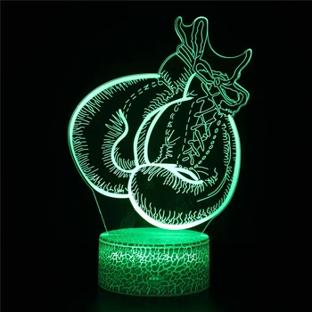  Боксови Ръкавици 3D нощна светлина Сензорен Плот на Маса Оптична Илюзия Лампи Промяна на Цвета на Осветлението за Декорация на Дома Коледен Подарък За Рожден Ден