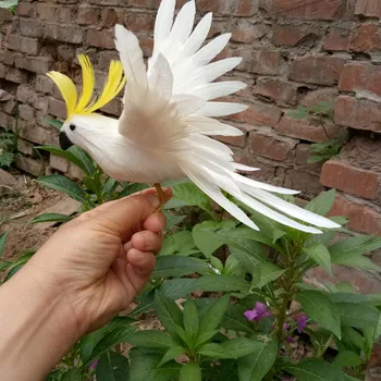 истинският живот на Птица бели пера модел папагал около 20x25 см расправляющие крила Какаду украса на градината подпори играчка, подарък h1479
