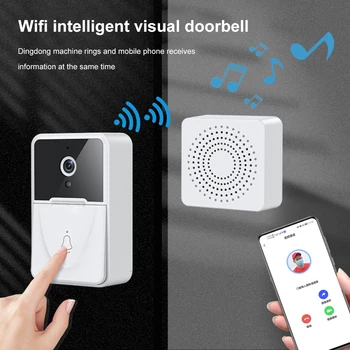  Умен Визуален Звънец WiFi Безжична Домашна Охрана Звънец Поддръжка на Промяна на Глас, Bluetooth-съвместими за Домашен Монитор