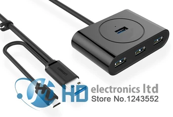  4-портов за високоскоростен хъб USB 3.0 конектор Micro USB 2.0 OTG, компактен дизайн за Microsoft Surface, ультрабуков и Mac Book