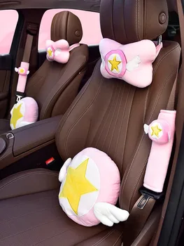  Карикатура Cardcaptor Sakura крило на ангел теди колата възглавница за шията поясная възглавница предпазни колани комплект мека играчка дама, подарък за рожден ден
