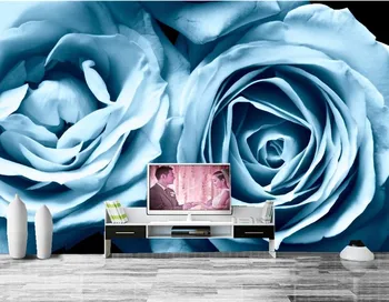 Потребителски Рози Светло Сини Цветя тапети, кафене, хол с диван телевизор стените в спалнята тапети на стенописите модерни тапети