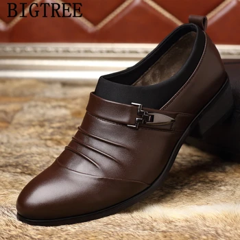  Мъжки модел обувки, мъжки Черни Обувки, Бизнес обувки, мъжки кожени обувки-Oxfords, Sapato Social Masculino Couro Zapatos Elegantes Hombre