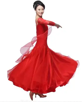  плюс размер на червено, розово, черно Бална Рокля Виенски стандартен бална зала плюс рокля размер за бални танци костюми за танго