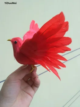  хубава имитация на червена птица модел пяна и пера на крилата на птица подарък от около 15x22 см