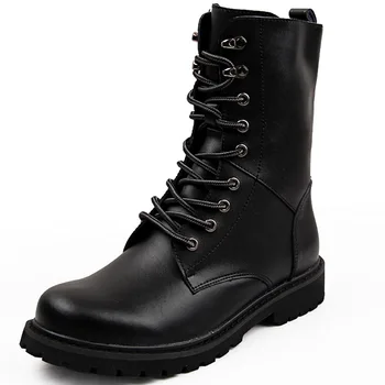  Военни обувки, Мъжки Зимни обувки Топли Мъжки Обувки Кожени Обувки Каубойски Тактически Обувки, Мъжки Ежедневни Обувки Размер 38-48 379