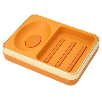  Контейнер двоен капак кутии за източване на съхранение ястия на притежателя на сапун контейнер двойна решетка здрав за кухня Баня