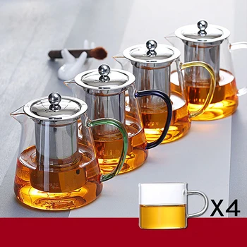  550 мл Топлоустойчива Стъклена Кана С Филтър, Нагревателен Кафе машина, Чайник със Стъклени Чаши