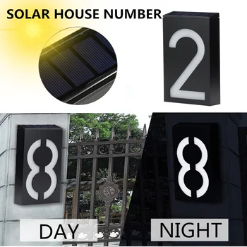  Слънчев Номер На Къщата Led Слънчева Светлина Открит Градина Слънчев Номер Врата Плоча, Външно Осветление Акумулаторна Батерия Номер На Къща Декор На Светлина