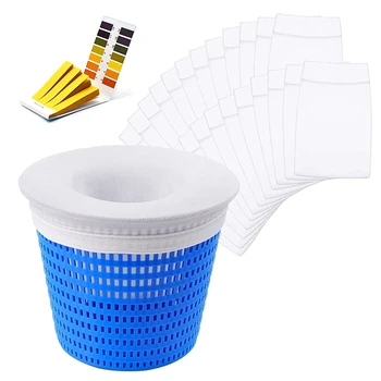  Чорапи за скимер за басейн, опаковка от 24 броя, Мрежест филтър за Скимер, за Многократна употреба за кошници за Скимер, Мрежа за Скимер, Скимера на басейна