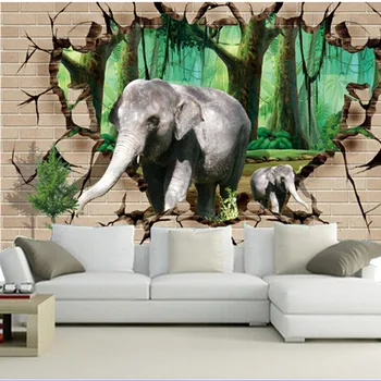  Потребителски 3D-големи стенописи,3D стерео зад стената два слона papel de parede,хол с диван телевизор на стената спалня тапети