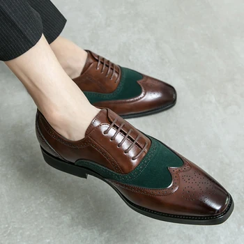  Луксозни мъжки обувки-Oxfords с Перфорации тип 
