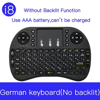  i8 Немска Клавиатура Без светлина 2,4 G Мини Безжична Клавиатура със сензорен панел Мишката за Google Android TV Box, Мини PC, Лаптоп noAZERTY