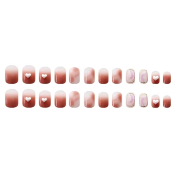  24ШТ Дълги Съобщение На Ореолах За нокти Оцветяване Дизайн Сладък Стил Пълно Покритие на Ноктите