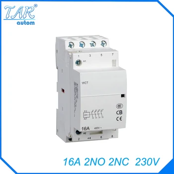  4P 2NO2NC 230V 16A Модулен Нормално затворен Контактор с електрически машинными видове контакторов Din-рейк Домакинството на контактор за променлив ток