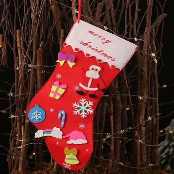  Коледен Отглеждане На Коледна Елха, Висящи Камина За Стенен Шкаф С Подаръци Чанта За Съхранение Червен Чорап Фестивал Украса Украса
