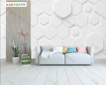  Потребителски 3d Модерни бели триъгълни мулти фасетиран геометрични абстрактни тапети стенопис, хол телевизия стена спалня начало декор стикер