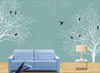  Потребителски 3D стенописи,птиците в гората по договор papel de parede,хотел кафенета хол разтегателен телевизор на стената спалня тапети