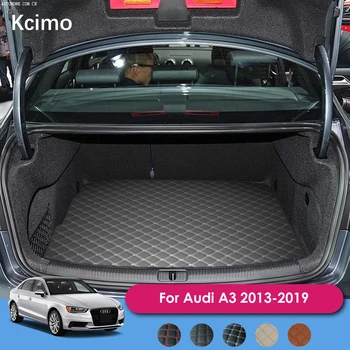  Кожена Подложка за Багажника на Автомобила Audi A3 8V 2013-2019 4-врати Лимузина Салон Карго Подложка Подложка за Багажник на Автомобил Мат 2014 2015 2016 2017