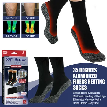  1 чифт Зимни минерални Чорапи с подгряване, 35 градуса, Алюминизированные Влакна, Сгъстено, Супер Меки, Удобни Чорапи, Затопляне на краката, Ски Чорапи