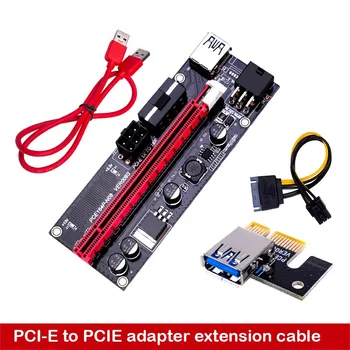  VER009S PCI-E Странично Card Двойна 6Pin Карта, Адаптер, PCIe от 1X до 16X удължителен кабел USB 3.0 Кабел за Предаване на Данни за Майнинга БТК Миньор