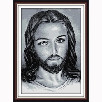  Исус (черно-бяло издание модел 14ct 11ct направи си САМ Ръчно изработени Брои комплект за кръстат Бод Комплекти За Бродерия Бродерия бод