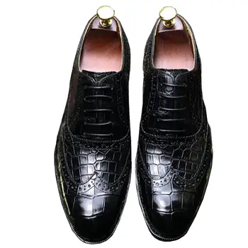  chue/ нова мъжки обувки от крокодилска кожа, бизнес официалната мъжки обувки в британския стил, модерни кожени мъжки обувки с остър пръсти