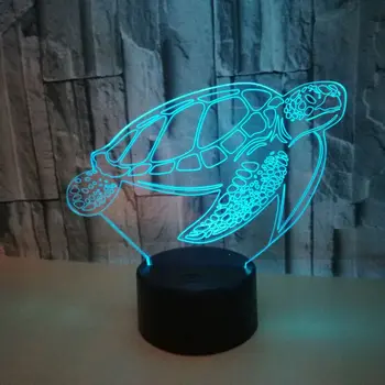  Нов Тип Костенурка Пъстър 3d Лампа За подаръци Любимец Малък Настолен 3d led Светлина Сензорен пулт за дистанционно Управление 3d Led нощна светлина