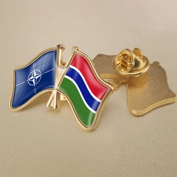  Организация на Северноатлантическия договор НАТО и Гамбия Кръстосани Двойни Знамена приятелство Игли за ревери Брошки икони