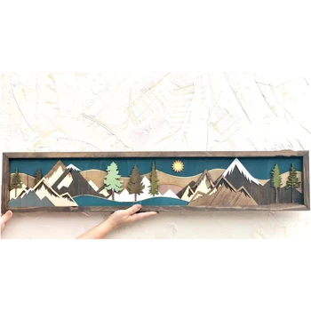  Нов продукт Mountain Wood Wall Art Ще Фронтонное Художествена Украса Залез на Луната Сцена Украса Декорация на Дома, на Стената Реколта