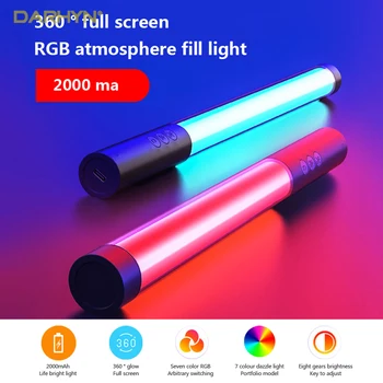  LED Fill Light Stick RGB Цветна Снимка Fill Light Лаптоп Преносим с Дистанционно Управление Акумулаторна Батерия Видео в реално Време