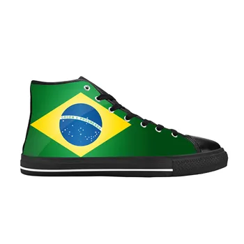  Бразилия Бразилия Бразилия Флаг Патриотическая Гордост Готини и Ежедневни Тъканта, Обувки С Висок Берцем Удобни Дишащи Мъжки И Дамски Маратонки С 3D Принтом