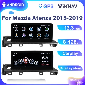  12,3-инчов Android Авто Радио DVD Мултимедиен Плейър За Mazda Atenza 2015-2019 GPS Навигация авто streo 2din