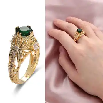  Украса бижута, пръстени, бижута цвят злато Бизутерия украса за скъпоценен камък на пръстена жени синтетични