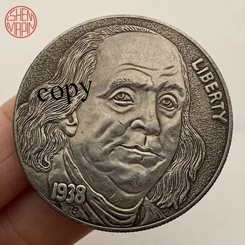  Бенджамин Франклин е Един от тримата основатели на Америка Монети 1938 година в САЩ Морган Доларова МОНЕТА КОПИЕ от медна монета