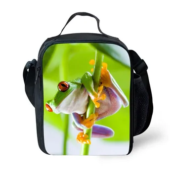  Брандираната чанта за обяд, детска чанта за обяд с принтом жаби и риба, преносим фризер, чанта за пикник чанта за обяд